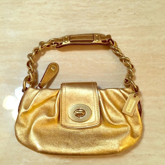 Coach Handbags - Gold Coach Bag with Zipper and Clasp